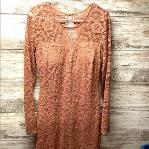 Speechless - Blush JM - Pink - L/S Floral Lace Dress - Size XL